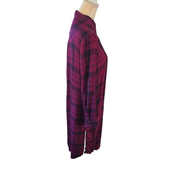 Peyton Jensen Button Up Plaid Collared Shirt Dress Size Medium - Picture 2 of 5